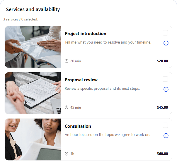 Project introduction — 20 min. Proposal review — 45 min. Consultation — 60 min